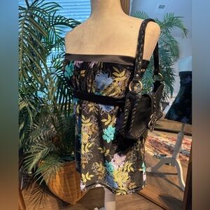 2000s retro velvet floral tube tank top